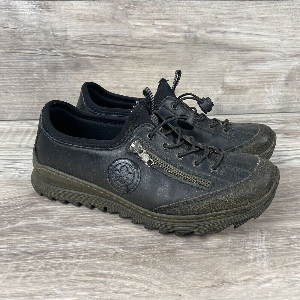 Rieker M6269 Slip-On Sneaker Used‎ Black Lace Outdoor Memosoft EU Size 37